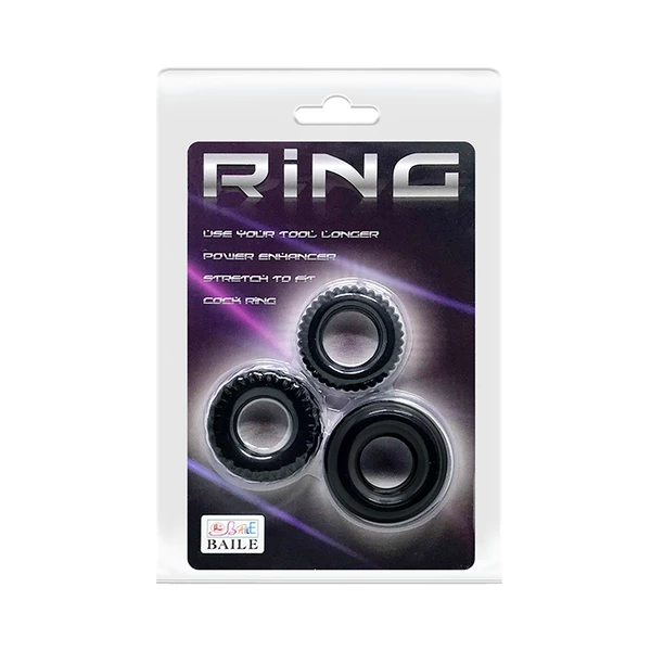 Baile Three Cock Rings Sets - zestaw elastycznych pierścieni erekcyjnych