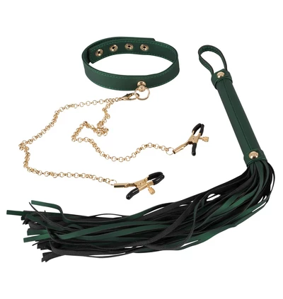 Bad Kitty Collar Clips And Flogger - Zestaw BDSM