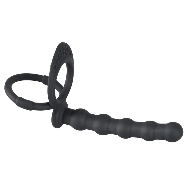 Black Velvets Cock &amp; Ball Ring - Pierścień erekcyjny z koralikami analnymi