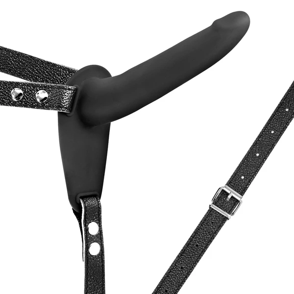 Fetish tentation Vibrating Strap-on Dildo Black USB - wibrujące dildo strap on