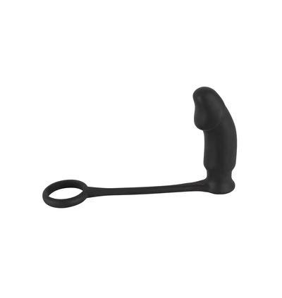Black Velvets Ring Plug - Wibrujący korek analny z pierścieniem erekcyjnym