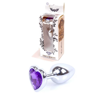 Boss Series Jewellery Silver Heart Purple  - Anální kolík fialový