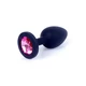 Boss Series Jewellery Black Silikon Plug Small Pink Diamond  - Anální kolík černý