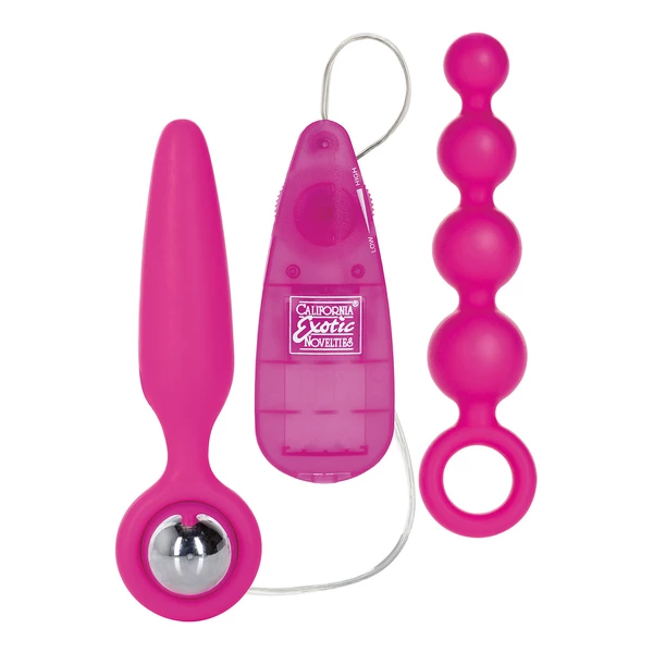 Booty Call Vibr-Booty Call Booty Vibro Kit Pink - Zestaw akcesoriów analnych, różowy