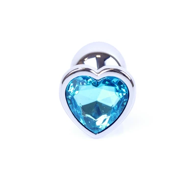 Boss Series Jewellery Silver Heart Light Blue - Korek analny, błękitny