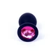 Boss Series Jewellery Black Silikon Plug Medium Pink Diamond  - Anální kolík černý