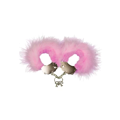 Cnex Metallic Handcuffs,Feather Cov Pink - Kajdanki z futerkiem, różowe