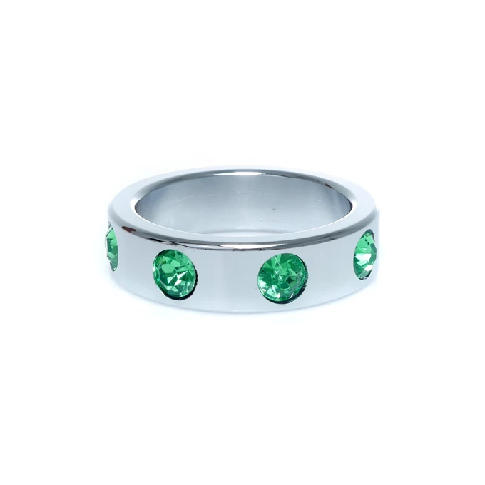 Boss Series Metal Ring Green Diamonds L - Metalowy pierścień erekcyjny
