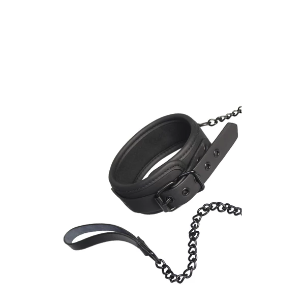 BlazeCollar And Chain Black - Obroża ze smyczą, czarne