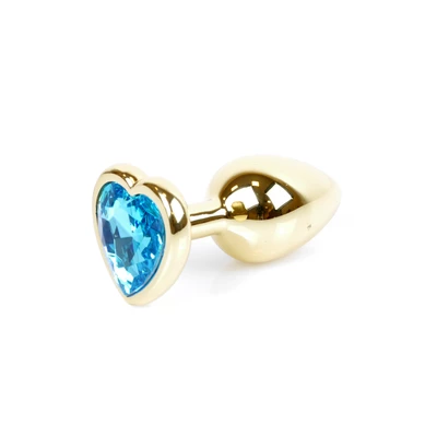 Boss Series Jewellery Gold Heart Light Blue - Korek analny, fioletowy