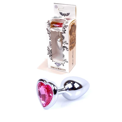 Boss Series Jewellery Silver Heart Pink - Korek analny, różowy