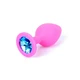Boss Series Jewellery Pink Silikon Plug Medium Light Blue Diamond  - Růžový anální kolík
