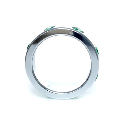 Boss Series Metal Ring Green Diamonds L - Metalowy pierścień erekcyjny
