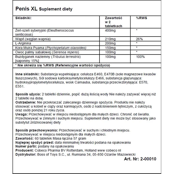 Cobeco Penis Xl Tabs East Efs - Tabletki na powiększenie penisa