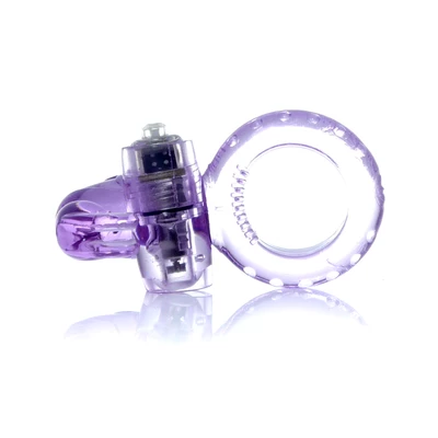 Boss Series Rabbit Vibro Cockring Purple - Wibrujący pierścień erekcyjny, fioletowy