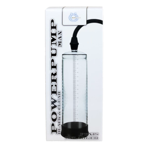 Boss Series Powerpump Max Black&amp;Clear - Pompka powiększająca penisa, czarna