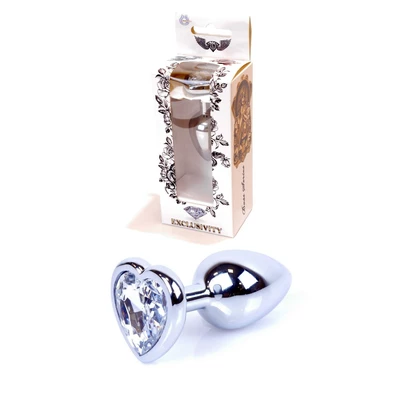 Boss Series Jewellery Silver Heart Clear  - Průhledný anální kolík