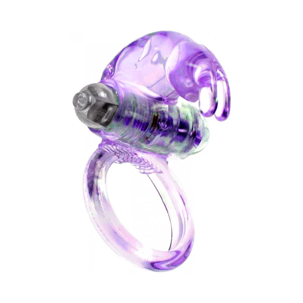Boss Series Rabbit Vibro Cockring Purple - Wibrujący pierścień erekcyjny, fioletowy