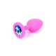 Boss Series Jewellery Pink Silikon Plug Small Light Blue Diamond  - Růžový anální kolík