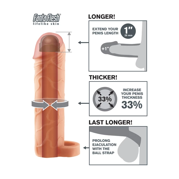 Fantasy X Fx Perfect 1' Ext With Ball Strap - Nakładka na penisa