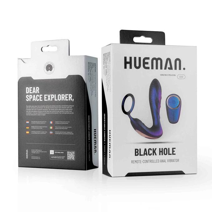 EDC Hueman Black Hole Anal Vibrator - Wibrujący masażer prostaty z pierścieniem i pilotem