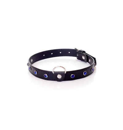 Fetish Fantasy Collar 2 Cm Navy Blue Crystal - Obroża na szyje, Czarno-niebieska