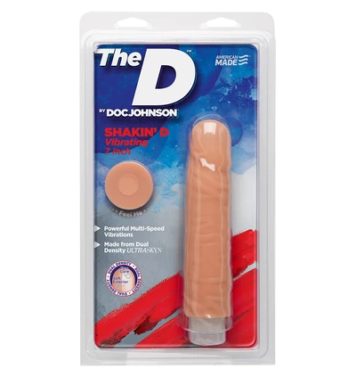 Doc Johnson The Shakin D Vibr Vanilla 7 Inch - Dildo wibrujące