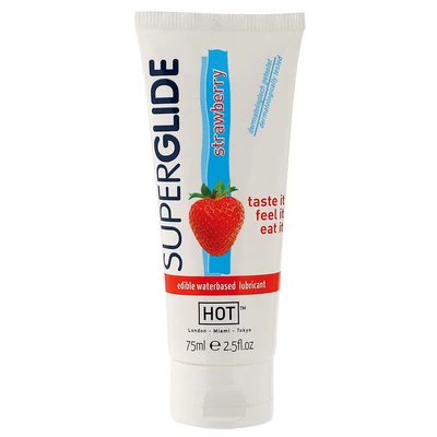 HOT Superglide Strawberry 75Ml Edible Lubricant Waterbased - Lubrykant na bazie wody, truskawkowy