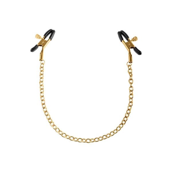 Fetish Fantasy Gold Nipple Chain Clamps - Zaciski na sutki