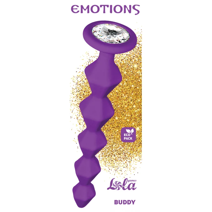 Lola Games Anal Bead With Crystal Emotions Buddy Purple - Koraliki analne z kryształem, fioletowe