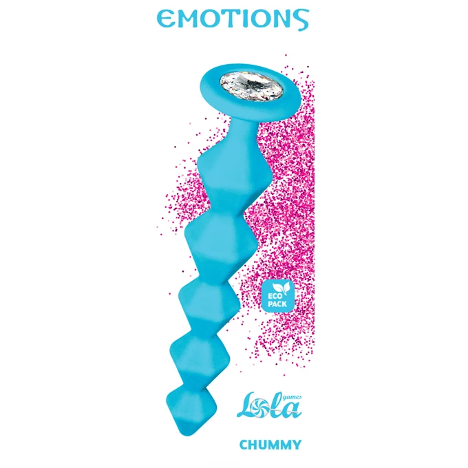 Lola Games Anal Bead With Crystal Emotions Chummy Turquoise - Koraliki analne z kryształem, niebieskie