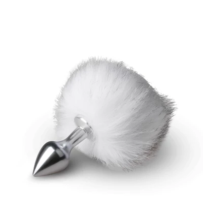Easy Toys Bunny Tail Plug No. 1 Silver/White - Korek analny z ogonkiem, biały