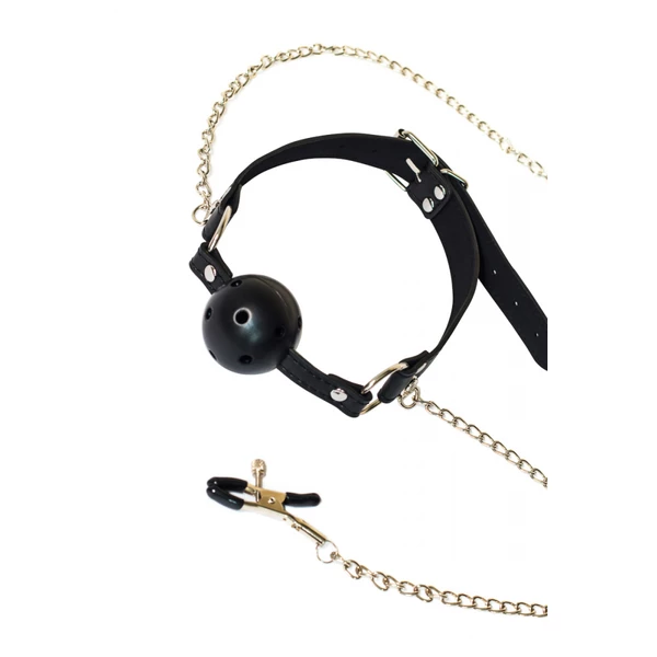 Lola Games Ball Gag With Nipple Clamps Party Hard Gratitude - Knebel z zaciskami