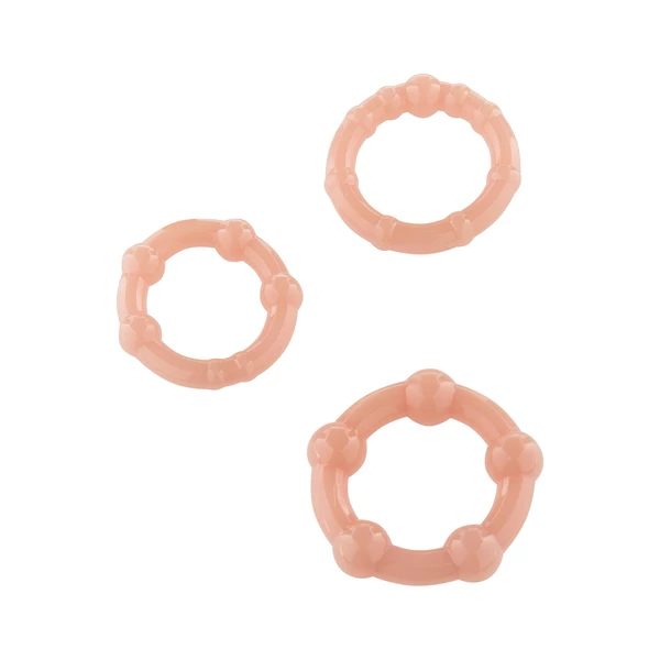 Stay Hard Three Rings - Skin - Zestaw elastycznych pierścieni erekcyjnych, cieliste