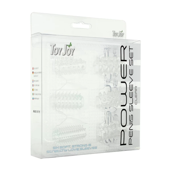 ToyJoy Power Penis Sleeve Set Clear - Zestaw nakładek na penisa, przezroczyste