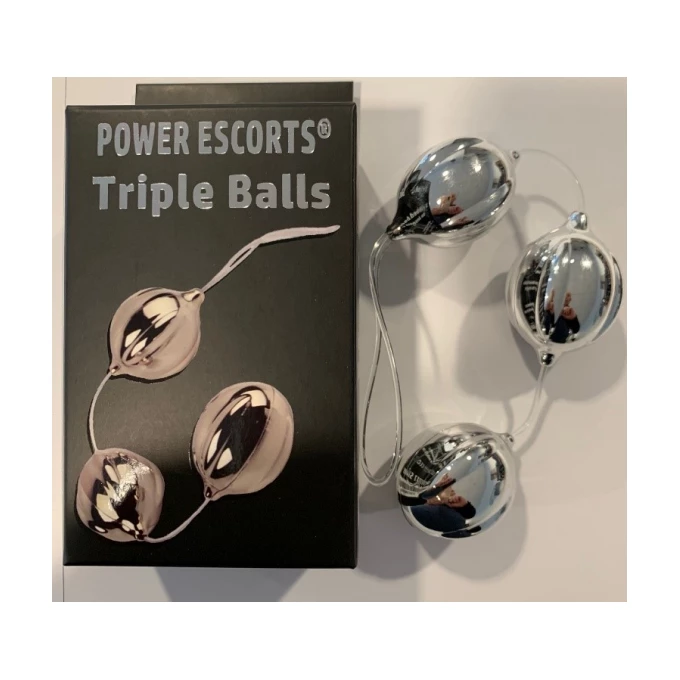 Power Escorts Triple Balls Silver - Kulki analne, srebrne