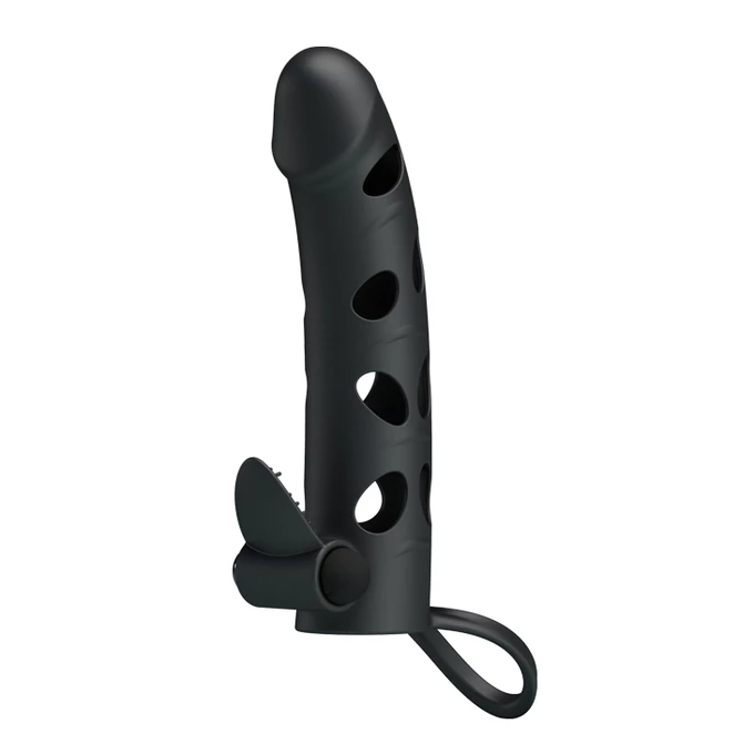 Pretty Love Vibrating Penis Sleeve With Ball Strap - Wibrująca nakładka na penisa