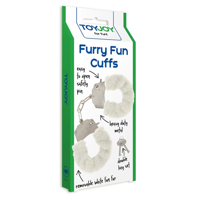 ToyJoy Furry Fun Cuffs White Plush - Kajdanki z futerkiem, białe