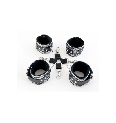 Toyfa Hog-Tie Cuffs Set With Metal Clips Tracery Silver - System do krępowania