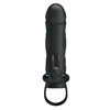 Pretty Love Penis Sleeve With Ball Strap Black  - vibrační návlek na penis