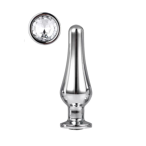 Dream Toys Gleaming Love Silver Pleasure Plug M - Korek analny z diamentem