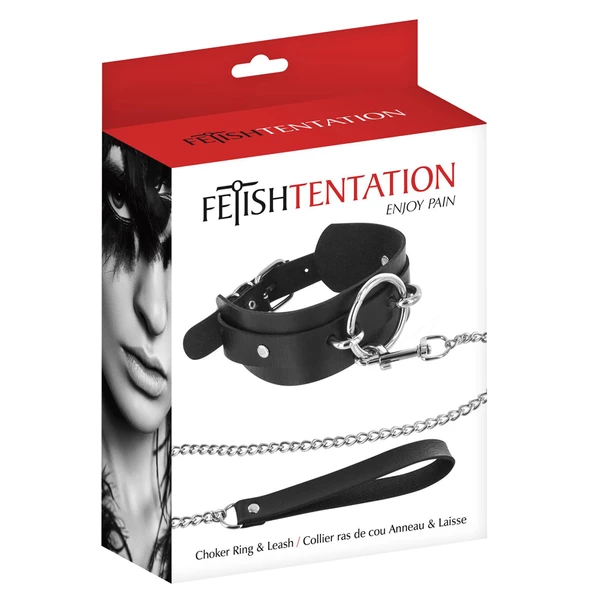 Fetish tentation Choker Ring and Leash - Obroża ze smyczą