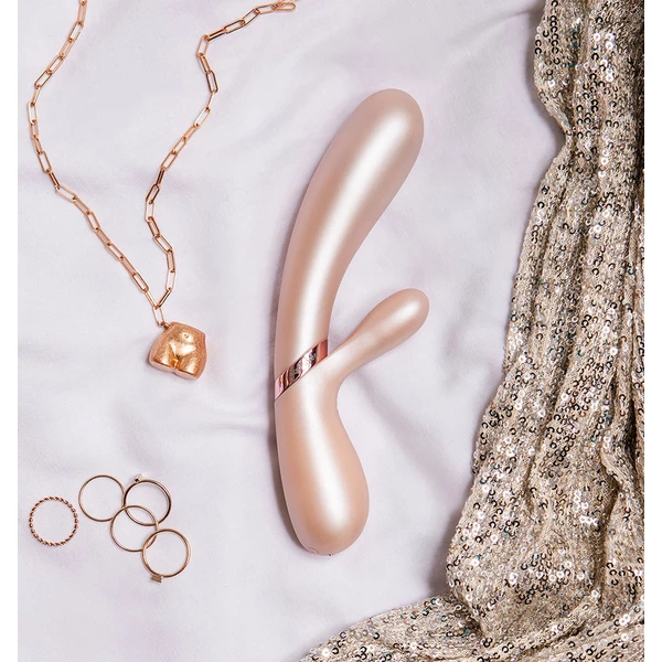 Satisfyer Hot Lover (champagne) - Wibrator króliczek z opcją podgrzewania, Champagne - różowy