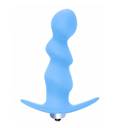 Lola Toys Butt Plug With Vibration Spiral Anal Plug Blue - Wibrujące koraliki analne