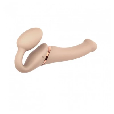 Strap-on-me Vibrating Strap-on Vanilla M - Wibrujące dildo strap on, Beżowy