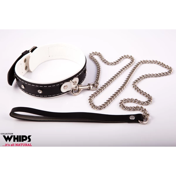 Whips Collection - Obroża Damska Ze Smyczą, Biała