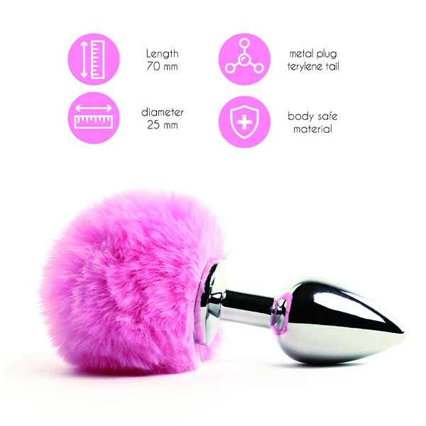 FeelzToys Bunny Tails Butt Plug Pink - korek analny z pomponem Różowy