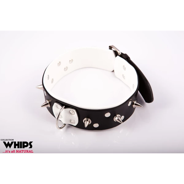 Whips Collection - Obroża Męska Ze Smyczą, Biała