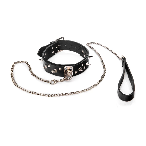 Whips Collection - Obroża Męska Z Ćwiekami I Smyczą