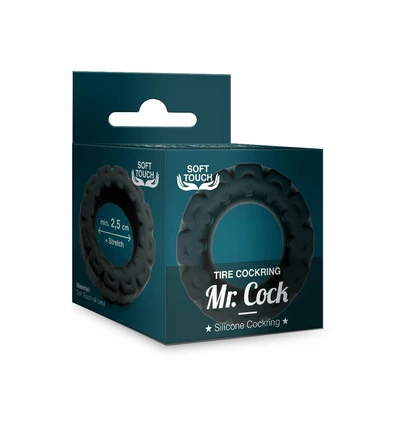 Mr. Cock Tire Silicone Cockring Black - Elastyczny pierścień erekcyjny